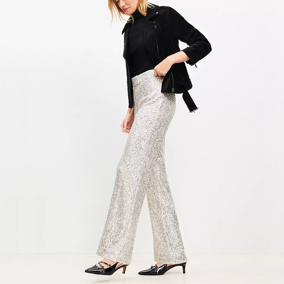 *NEW* Loft Sequin Straight Pants - Picture 1 of 14